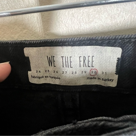 Free People We The Free Black Distressed Jean Skirt 100% Cotton Button Fly Mini - Picture 7 of 10